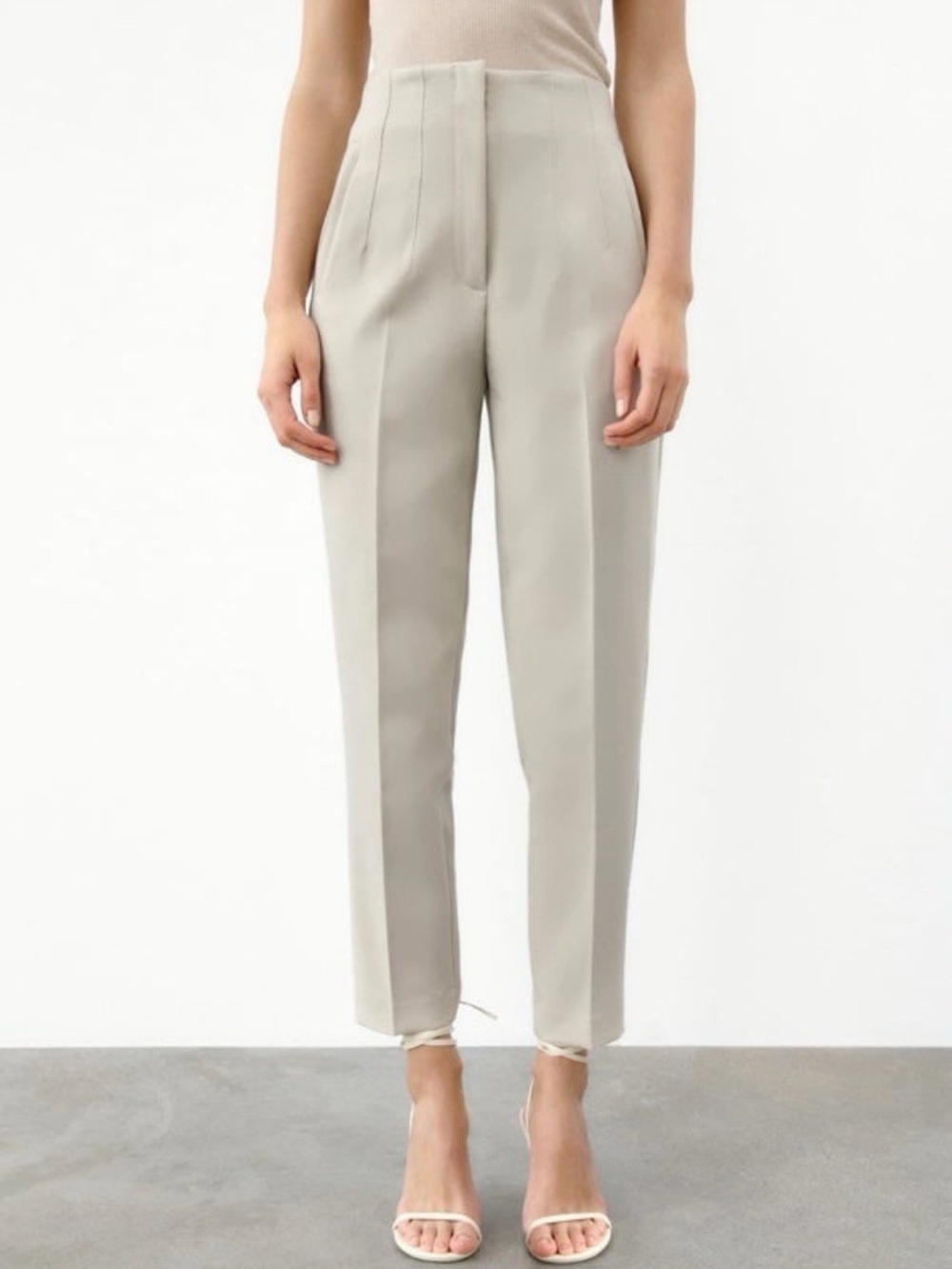 Zara High waist pants -cream